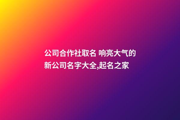 公司合作社取名 响亮大气的新公司名字大全,起名之家-第1张-公司起名-玄机派